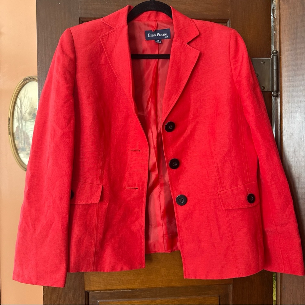 Evan Picone Vibrant Red Suit Jacket size 10 Blazer